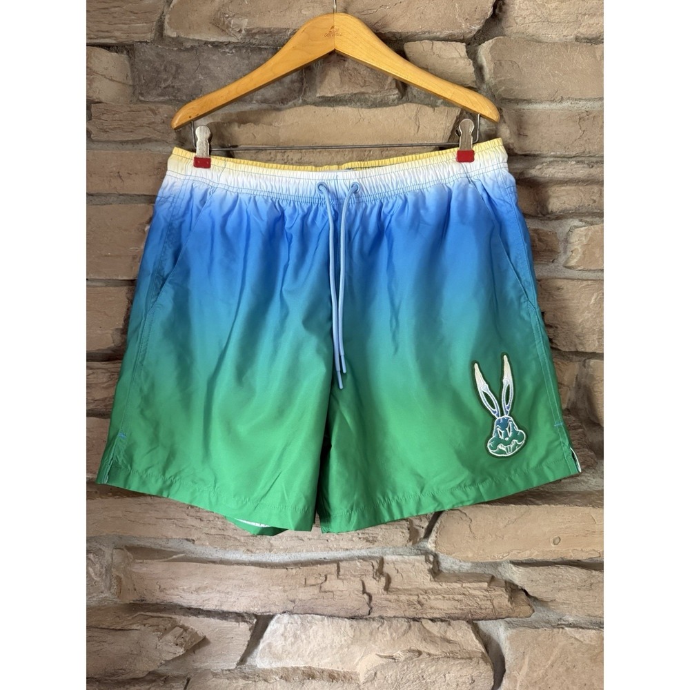 Looney Tunes Freeze Max Bugs Bunny Acid Colors Woven Shorts - Green Sz XL